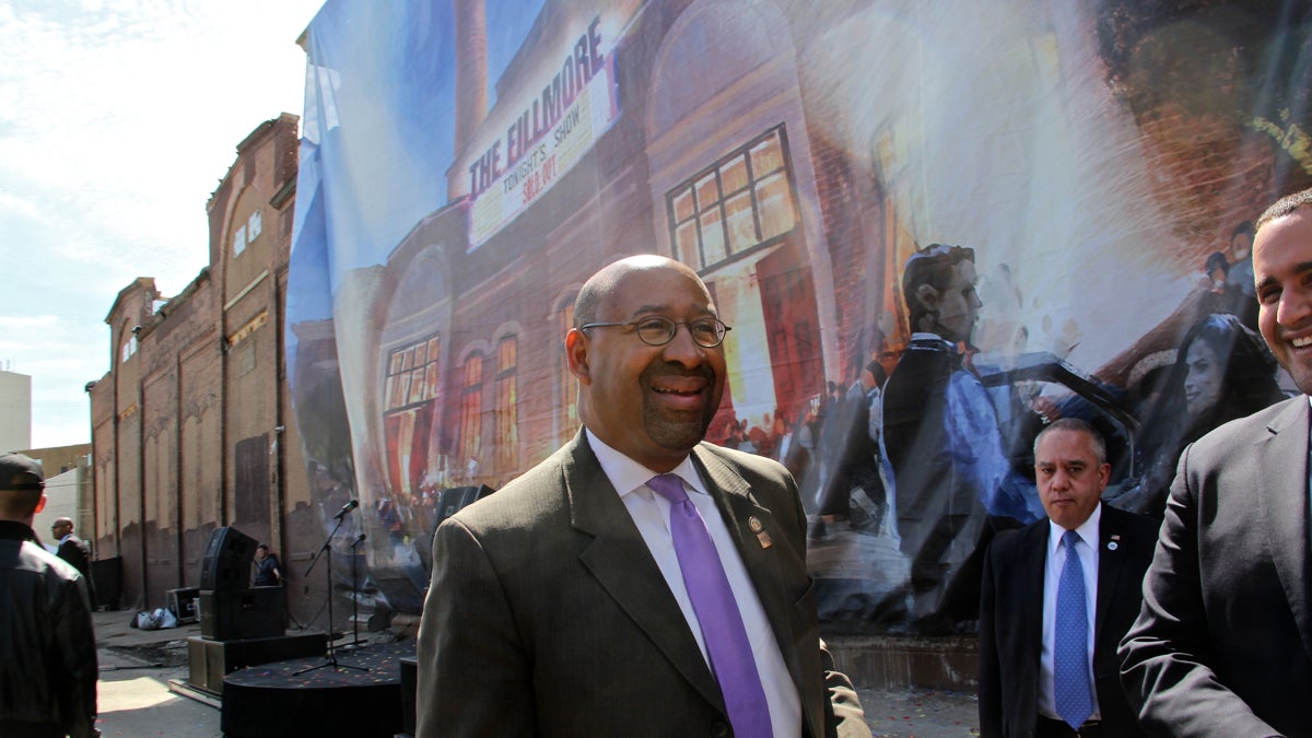  Mayor Michael Nutter announces plans for the Fillmore Philadelphia, a live music venue that will ocupy the former Ajax Metal Factory in Fishtown. (Emma Lee/WHYY) 
