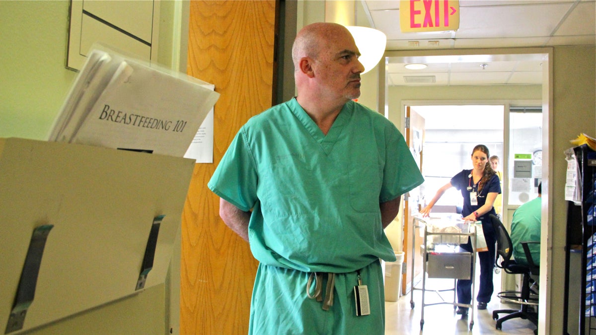  Dr. Dan Guilfoil, director of labor and delivery at Hahnemann, says the hospital has taken a number of steps to encourage breastfeeding, including a ban on goodie bags from formula companies. (Emma Lee/WHYY) 