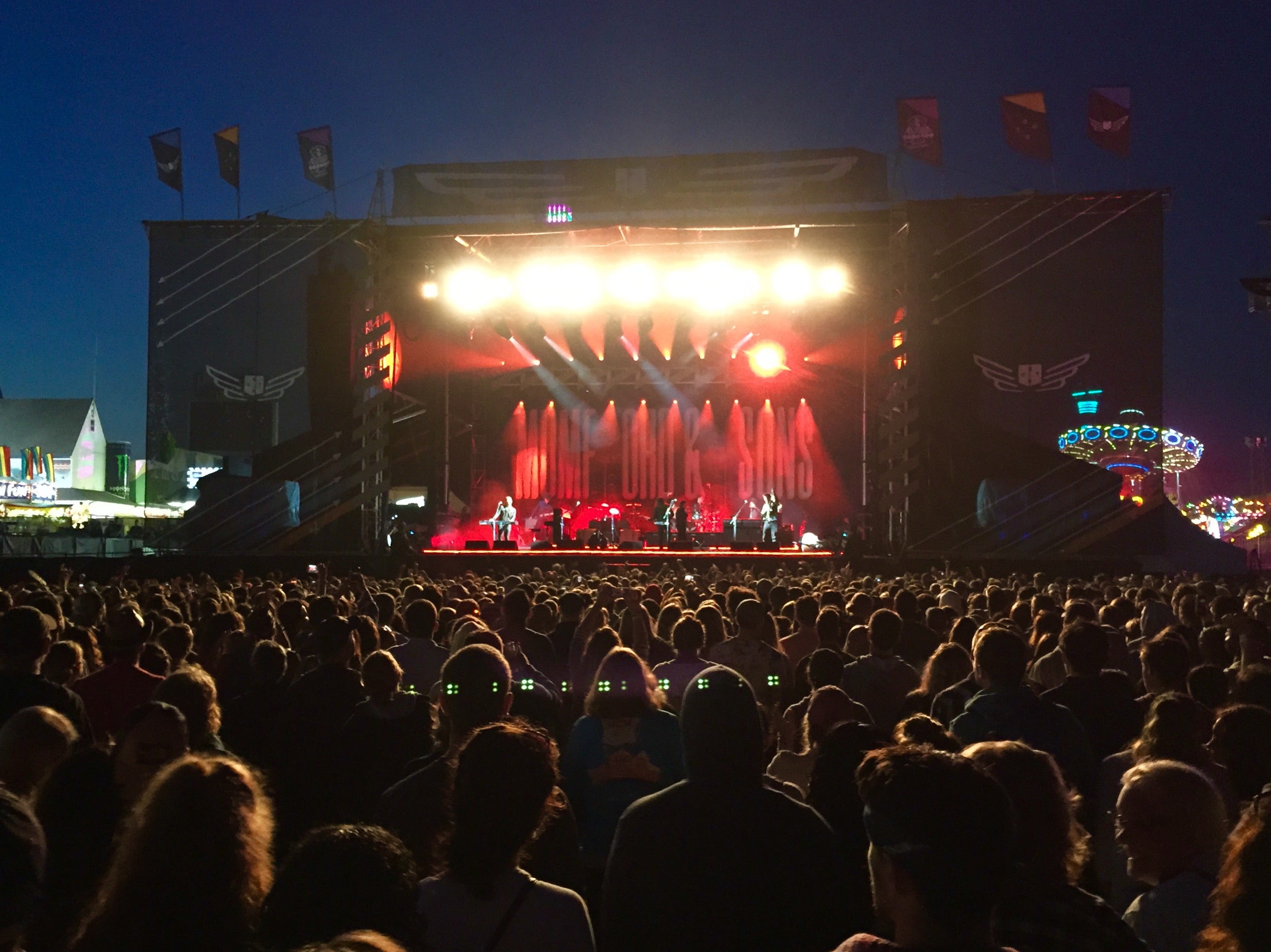 Mumford & Sons performing at the Gentlemen of the Road Stopover festival in Seaside Heights on June 6