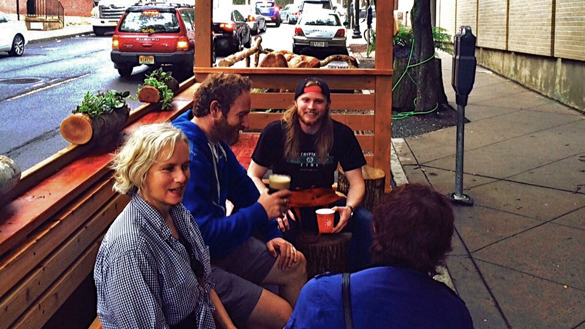  The parklet in front of Small World Coffee in Princeton expands the existing sidewalk. It will be open through the summer of 2015.  