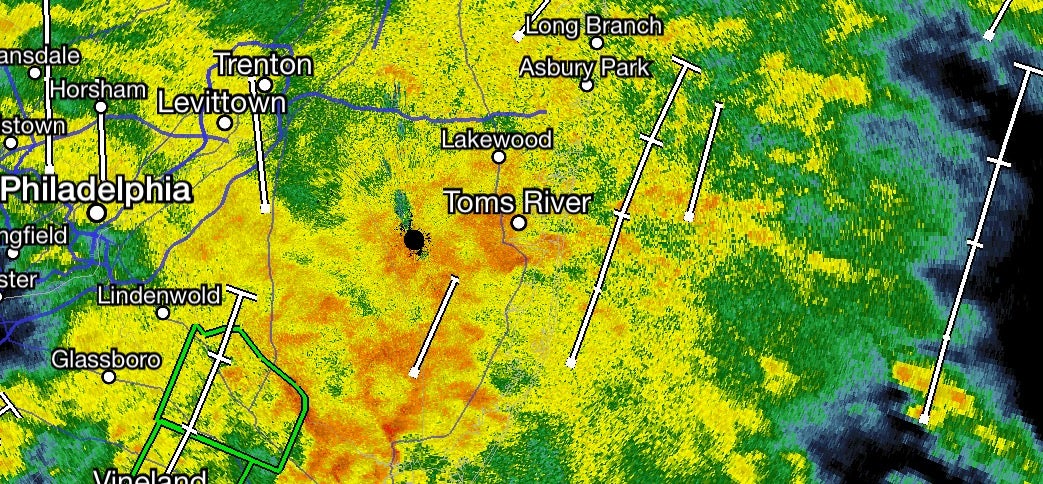  Radar image at 8:20 p.m. Saturday.  
