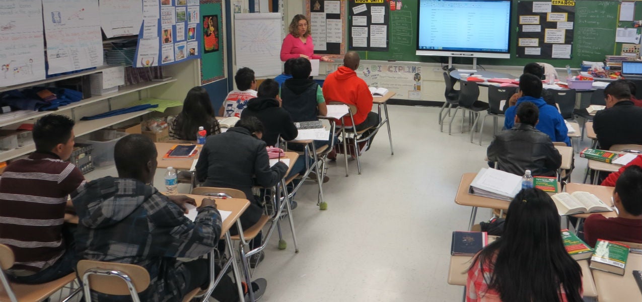  Lori Ott teaches recent immigrants to Southern Delaware as part of the APELL program. (Avi Wolfman-Arent,WHYY) 