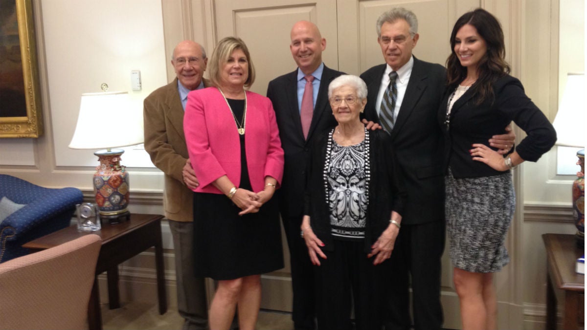  New Secretary of Education Steven Godowsky (second from right) poses with Governor Jack Markell (center) following his confirmation. (Avi Wolfman-Arent, NewsWorks/WHYY) 