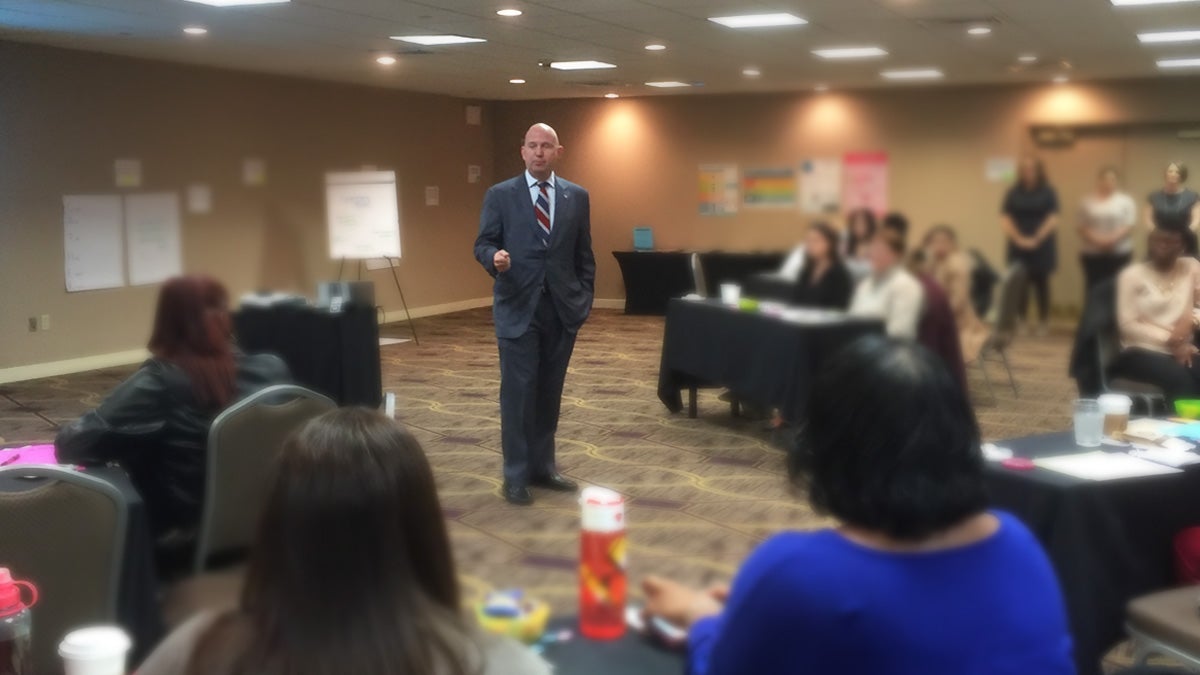 Gov. Markell spoke to employees of the Henrietta Johnson Health Clinic about the importance of access to contraception. (Newsworks/Zoë Read)