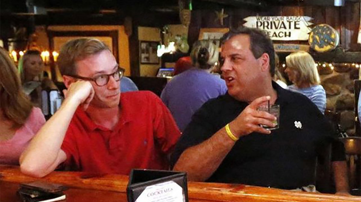  Reporter Matt Katz with N.J. Gov. Chris Christie at a Jersey Shore event in 2014. Katz has a new book about the governor .(Tim Larsen/New Jersey Governor's Office) 