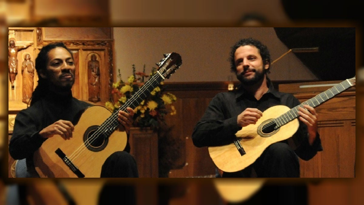Tomorrow night and again on Sunday afternoon the DSO will join with the Brasil Guitar Duo of Joao Luiz and Douglas Lora to perform and record three double guitar concerti. (photo courtesy of www.delawaresymphony.org)