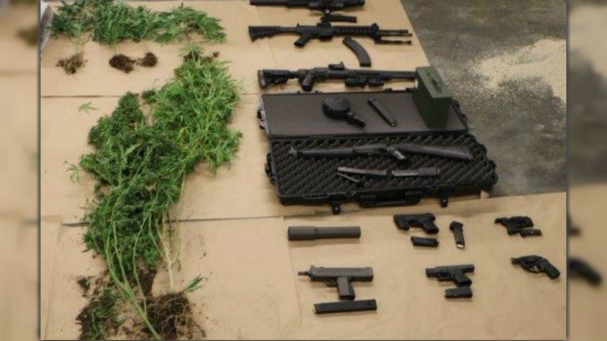  These guns and drugs were seized at a home in the Buena Vista neighborhood near New Castle. (photo courtesy NCCo Police) 