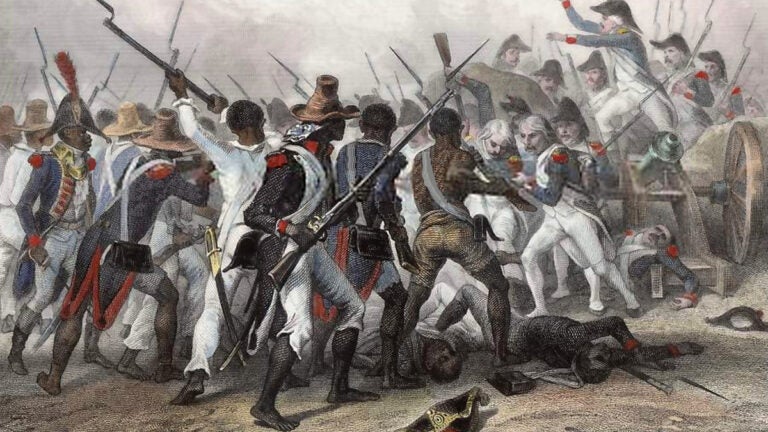  Images like these, depicting the Battle of Vertières, a major battle of the Second War of Haitian Independence, fueled fears of slave rebellion in the United States. (Wikimedia Commons) 