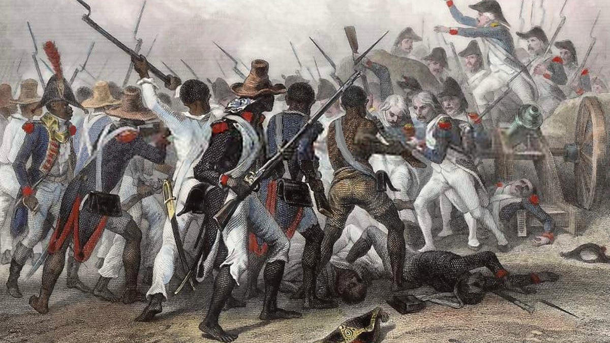  Images like these, depicting the Battle of Vertières, a major battle of the Second War of Haitian Independence, fueled fears of slave rebellion in the United States. (Wikimedia Commons) 
