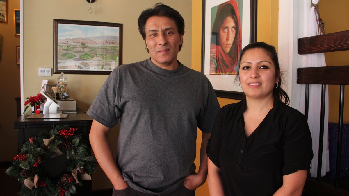 Hamad and Sona Hahsy from Roxborough own the Sansom Kabob House. Hamad left Afghanistan for Philadelphia when he was 20 years old and vows to do everything in his power to protect his adopted country. (Emma Lee/WHYY)