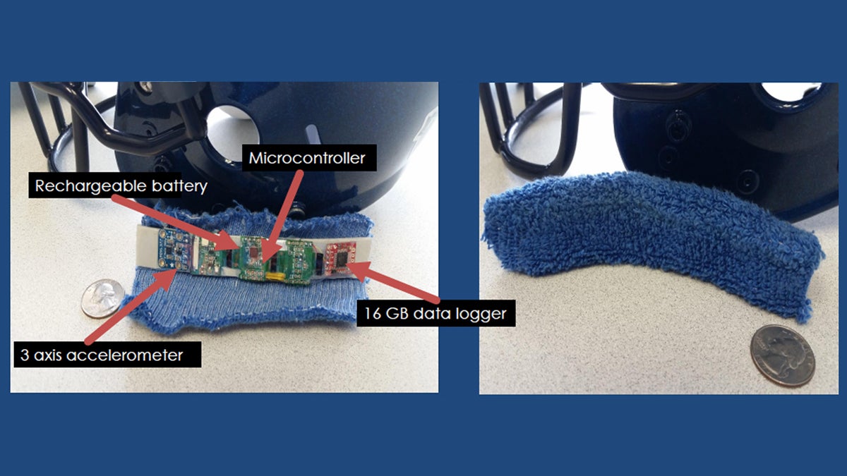  Researchers and engineering students at Villanova University have come up with a wearable device that monitors everything from steps taken to the severity of hits to the head (Images courtesy of Villanova) 