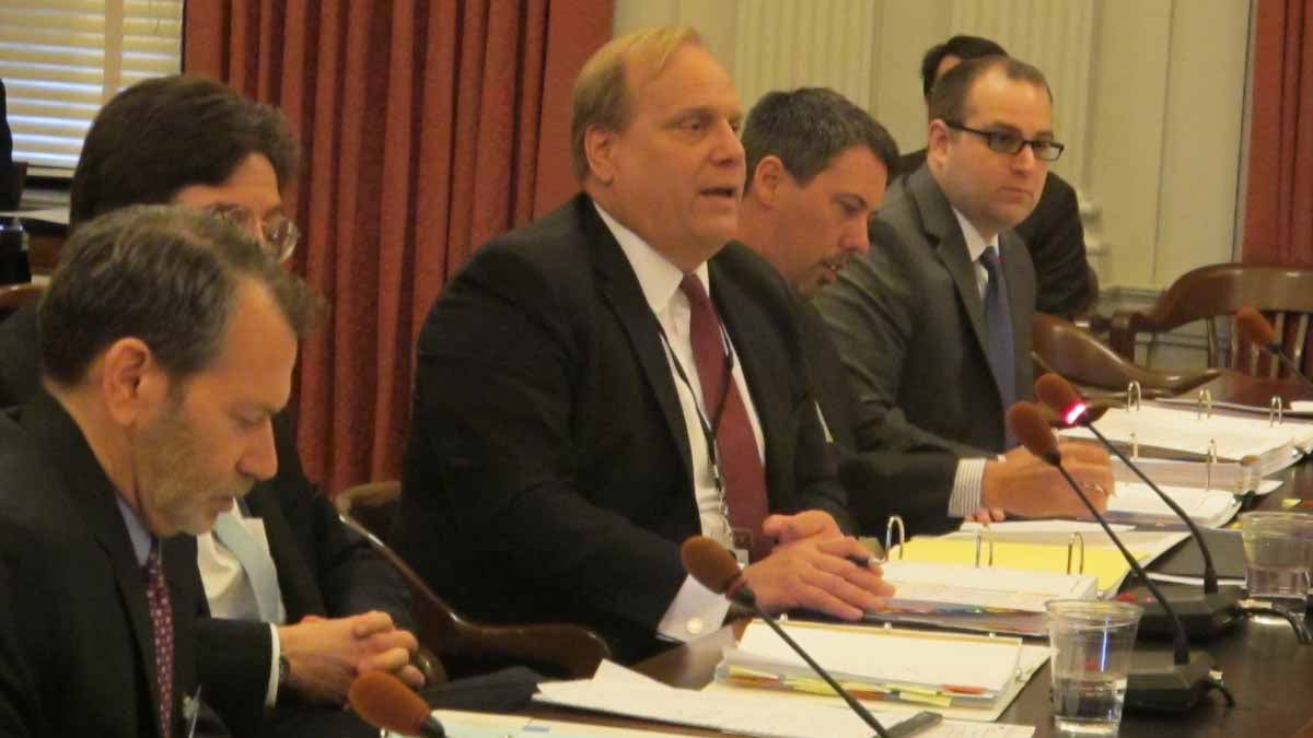  New Jersey Education Commissioner David Hespe testified Wednesday before the Assembly Budget Committee that most students in the Garden State took the PARCC standardized exams. (Phil Gregory/WHYY) 