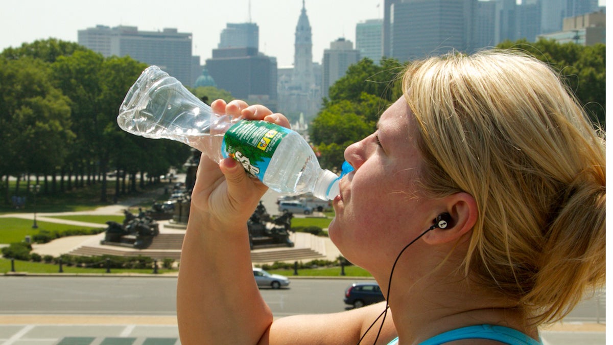  Leigh Binnion, visiting from Houston, enjoys some cool water. (Nat Hamlilton/for NewsWorks, file photo) 