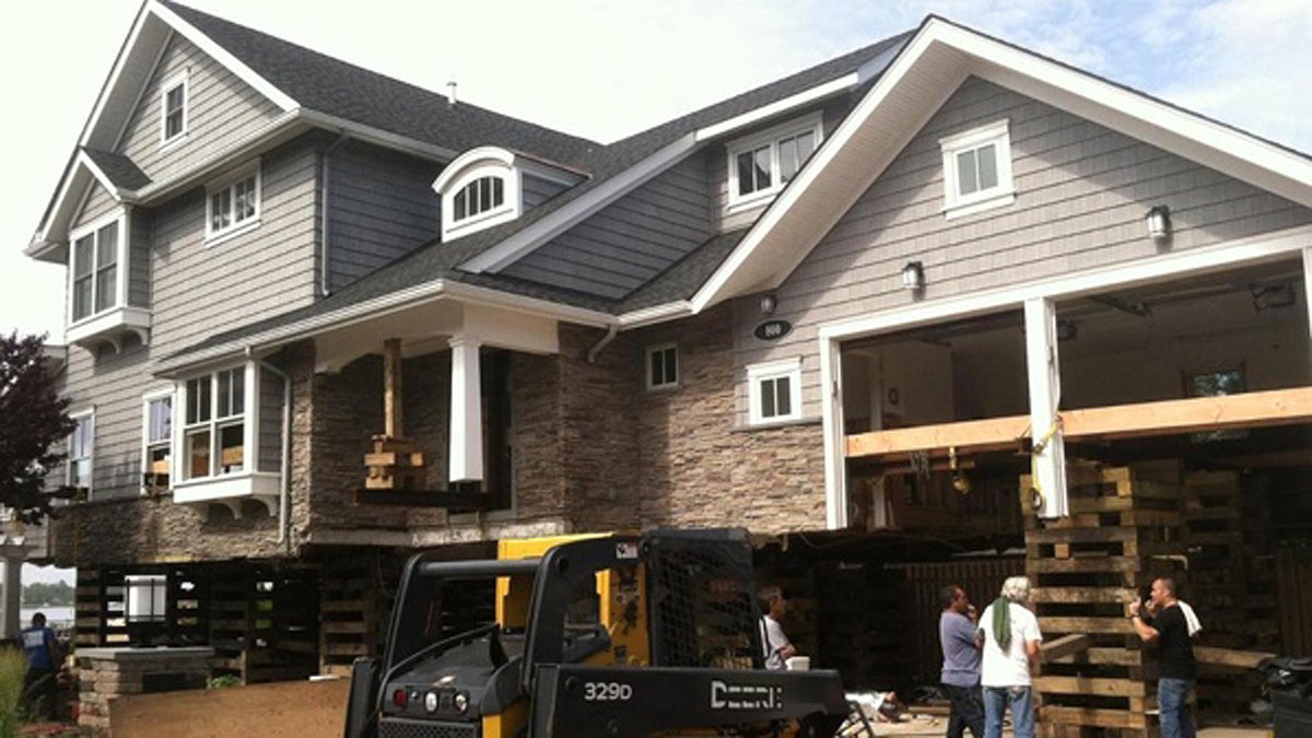  This home is being raised about eight feet. (Tracey Samuelson/for NewsWorks) 