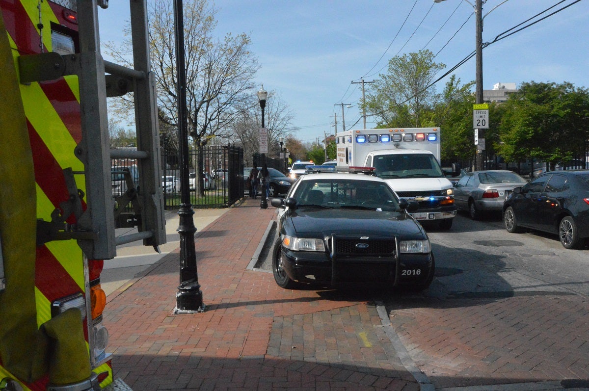 Police outside Howard High School on April 21st. (John Jankowski for NewsWorks)