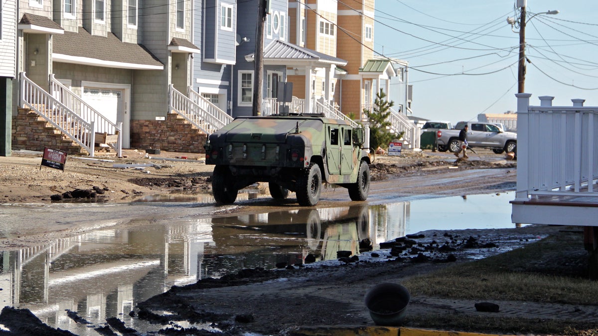  A military Humvee was put to use in West Wildwood during the recent storm. (Emma Lee/WHYY) 