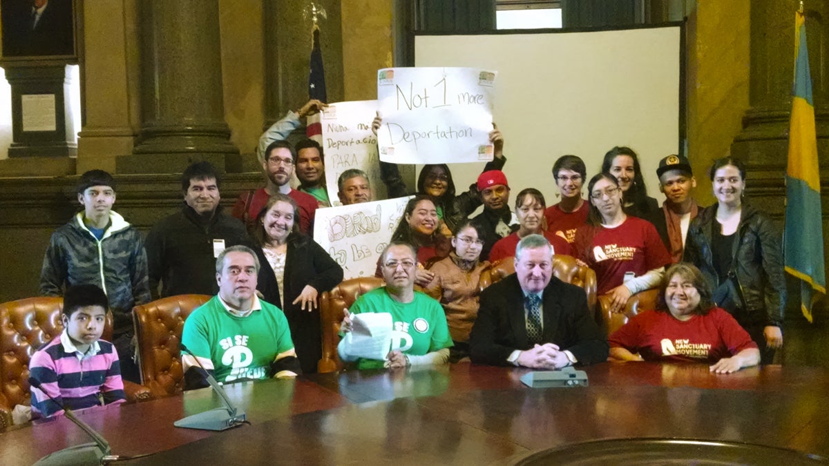  Community organizers from the Philadelphia Family Unity Network (PFUN) meet with Councilman James Kenney after Mayor Michael Nutter signed an executive order effectively ending ICE holds in Philadelphia. (Image courtesy of Jasmine Rivera) 