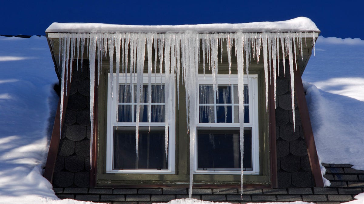  Sunlight is caught by these icicles hanging from a roof.  (Bas Slabbers/For NewsWorks) 