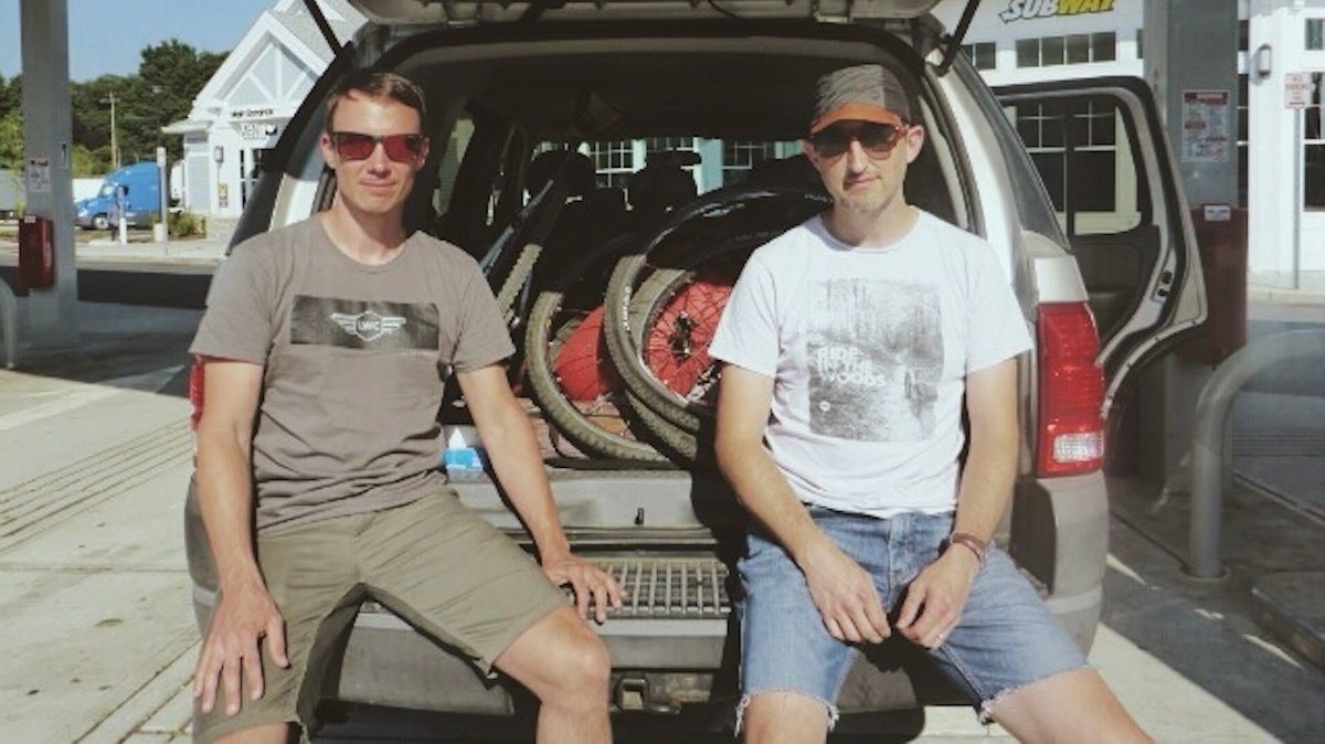  Jason Fritzsche (left) and Tim Woods on a road trip to Boston. (Courtesy of Jason Fritzsche) 