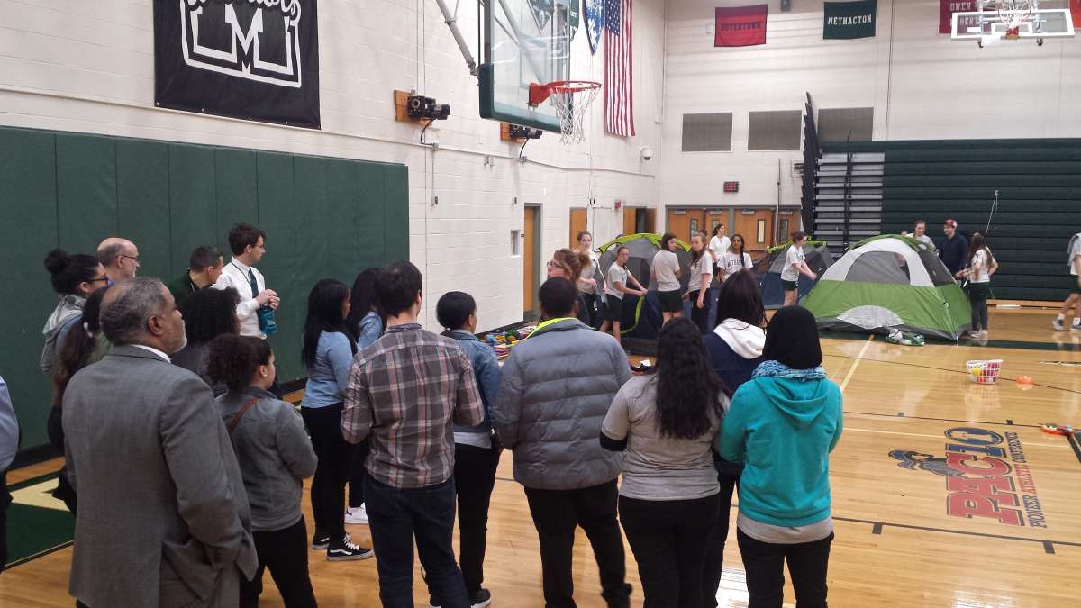 Kensington students drop in on a Methacton High School gym class.