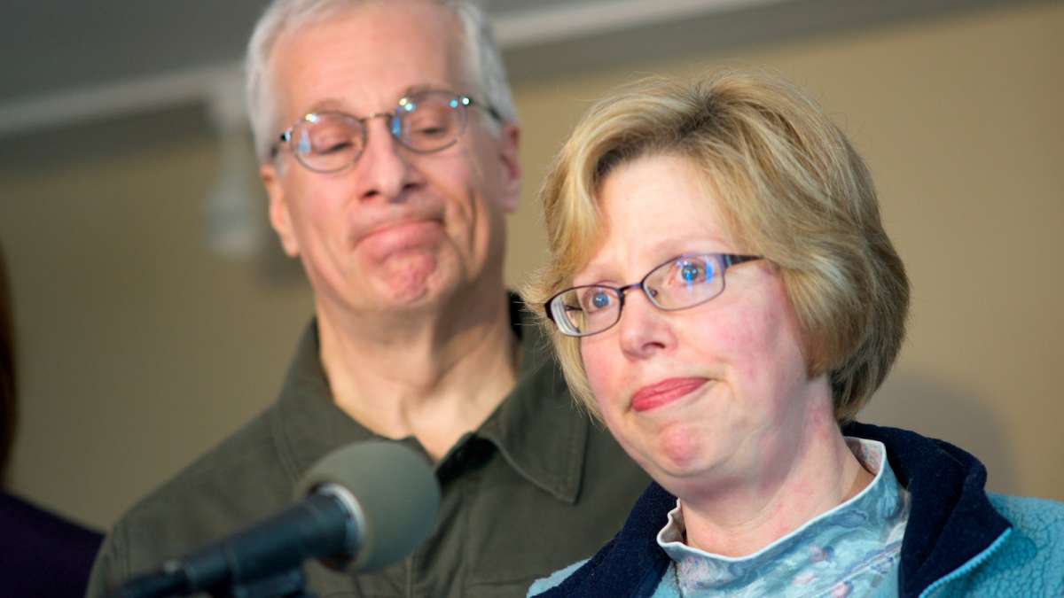  Barbara Mancini addressed the press in Roxborough earlier this month. (Bas Slabbers/for NewsWorks) 