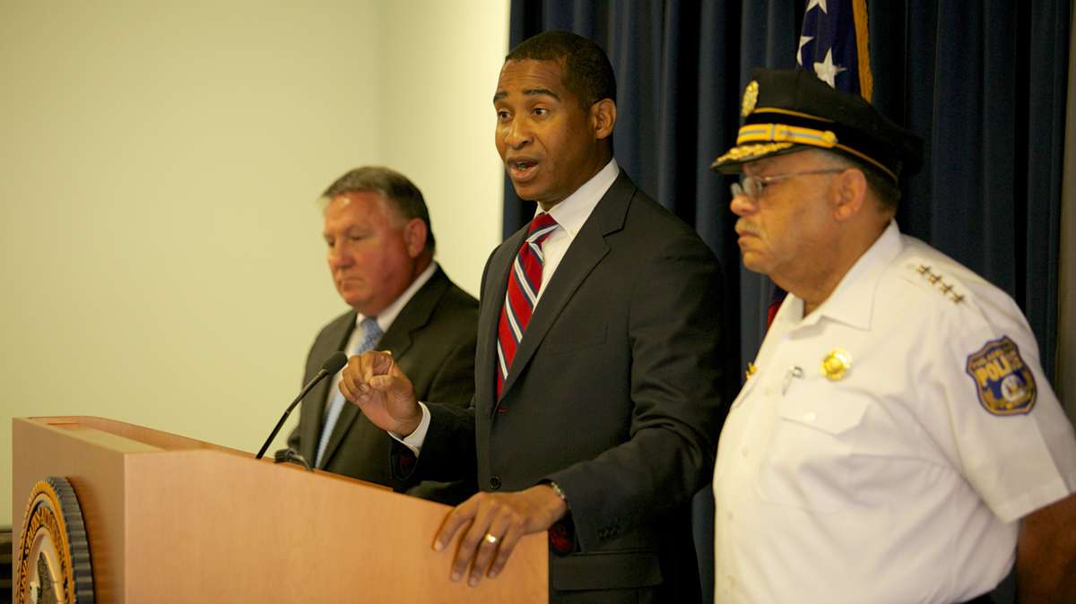  U.S. Attorney Zane David Memeger speaks at Wednesday's press conference on six Philadelphia Police narcotics officers who'd been arrested. (Nathaniel Hamilton/for NewsWorks) 