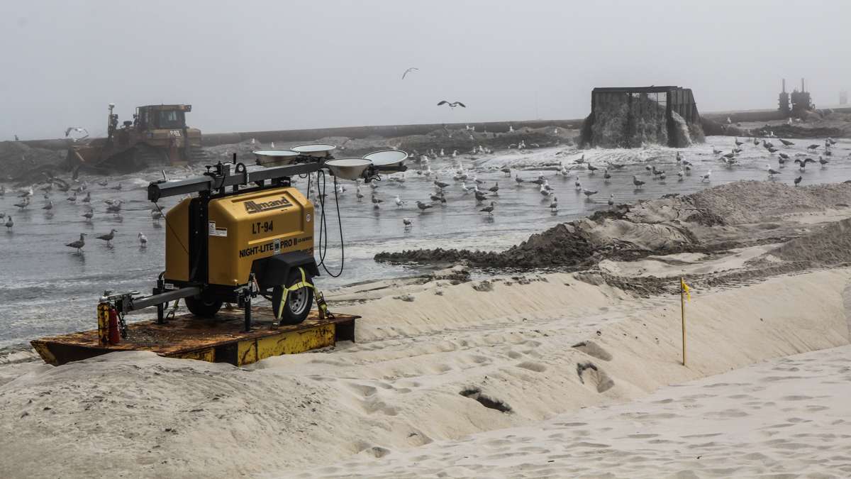 Beach replenishment begins in the borough of Ship Bottom in Ocean County. (Kimberly Paynter/WHYY)