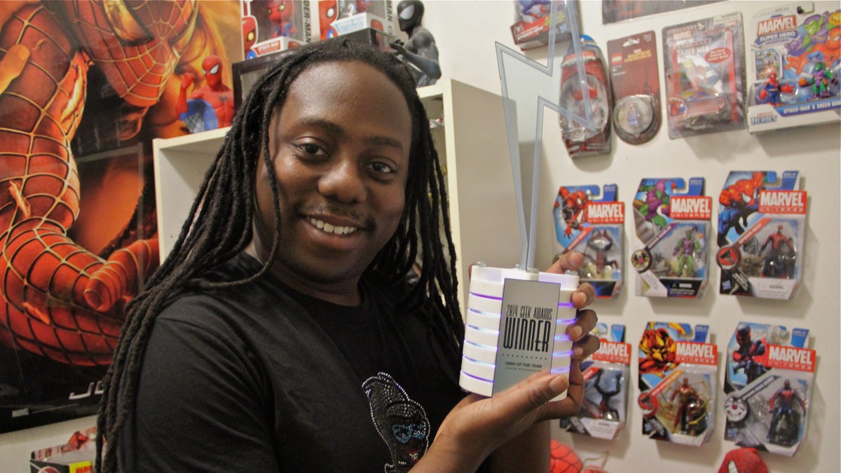 Jason Richardson, the 2014 Philly Geek of the Year, is organizing a podcast festival at the Tatooed Mom. (Emma Lee/WHYY)