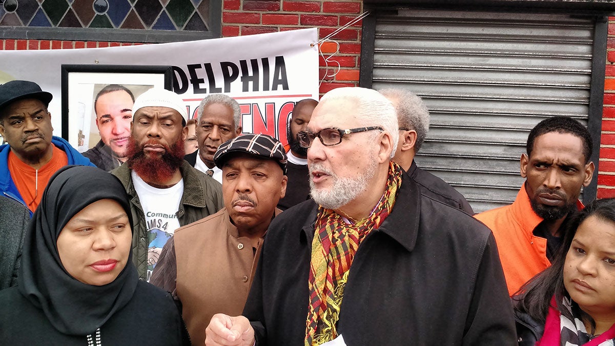 Community activists announce the creation of the Philadelphia Anti-Violence Coalition in front of Cousin Danny's