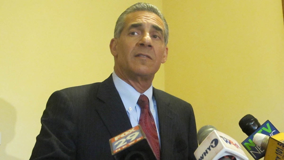 Assemblyman Jack Ciattarelli tells reporters at the New Jersey Statehouse that he’s scaling back his campaign for governor because of side effects from radiation therapy. (Phil Gregory/WHYY)