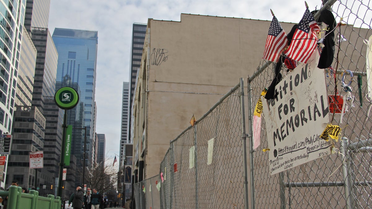  A memorial committee is seeking a park to honor the victims of the Salvation Army building collapse at 22nd and Market Streets. (Emma Lee/for NewsWorks) 