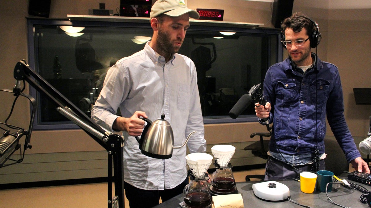Reanimator Coffee Head Roaster Matt Scottoline brews up some decaf in The Pulse's studios
