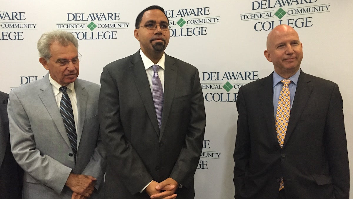 (From left to right) Delaware Secretary of Education Steven Godowsky