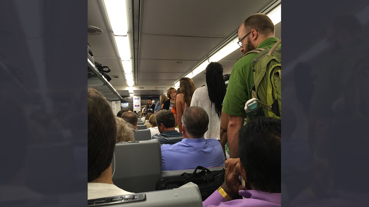 People aboard West Trenton line from Jenkintown station found standing
room only