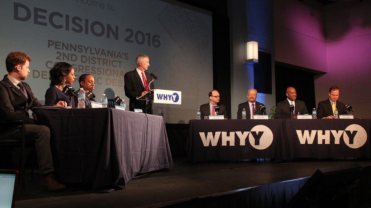 WHYY hosts a debate of the Democratic 2nd Congressional District candidates. (Emma Lee/WHYY)