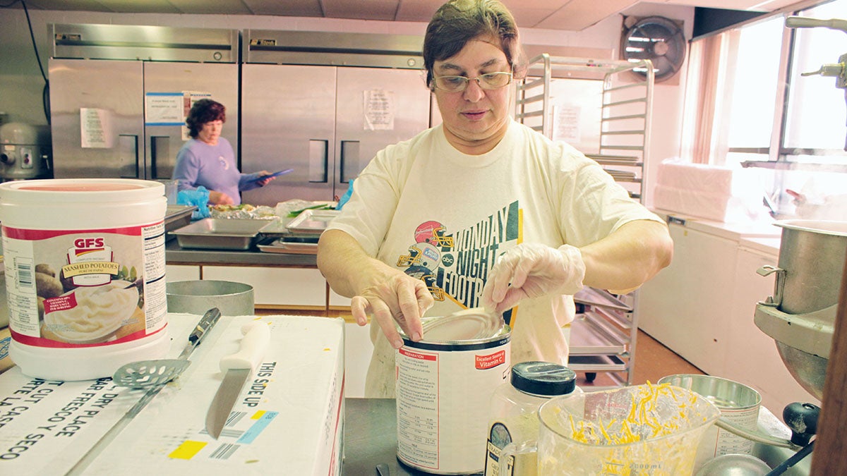 Joan Vaulet makes the potato and cheese filling for thousands of pierogies. Vaulet is president of The Christian Mothers