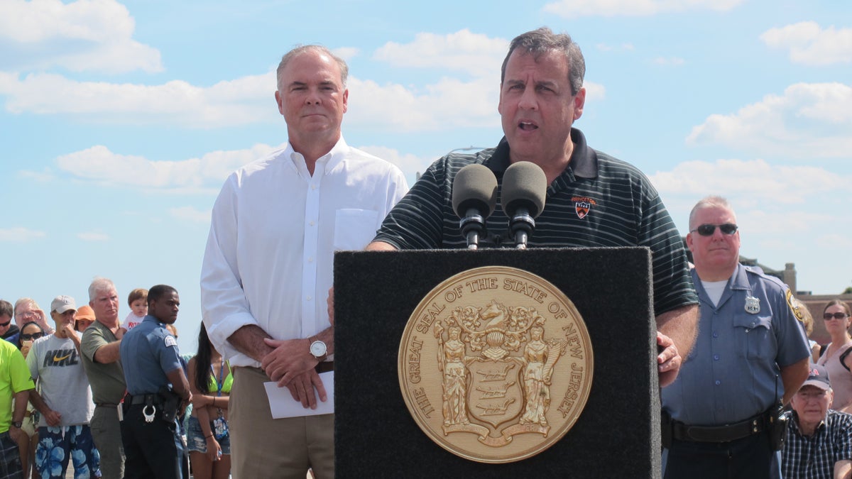  Gov. Chris Christie speaks during a Friday news conference in Asbury Park. (Phil Gregory/WHYY)  