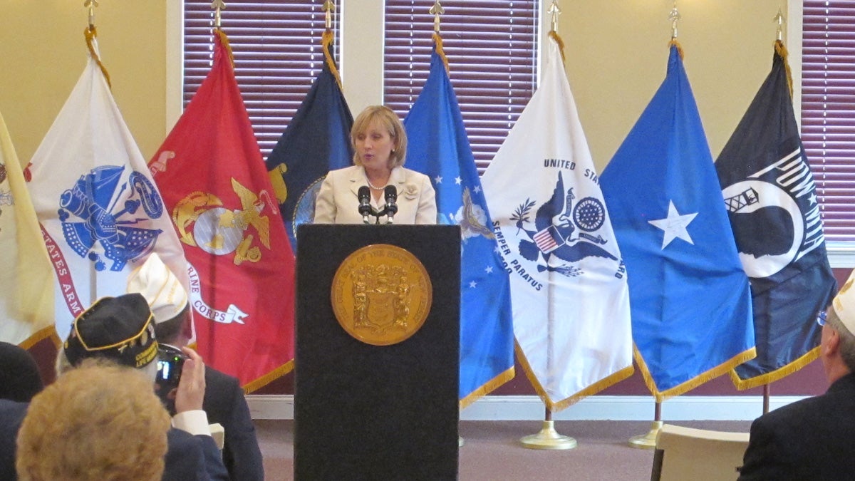 New Jersey Lt. Gov. Kim Guadagno discusses the task force report at the American Legion Post in Barnegat. (Phil Gregory/WHYY) 