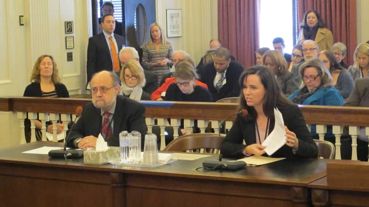  Ray Castro and Serena Rice testify at Assembly Human Services Committee hearing. (Phil Gregory/WHYY) 