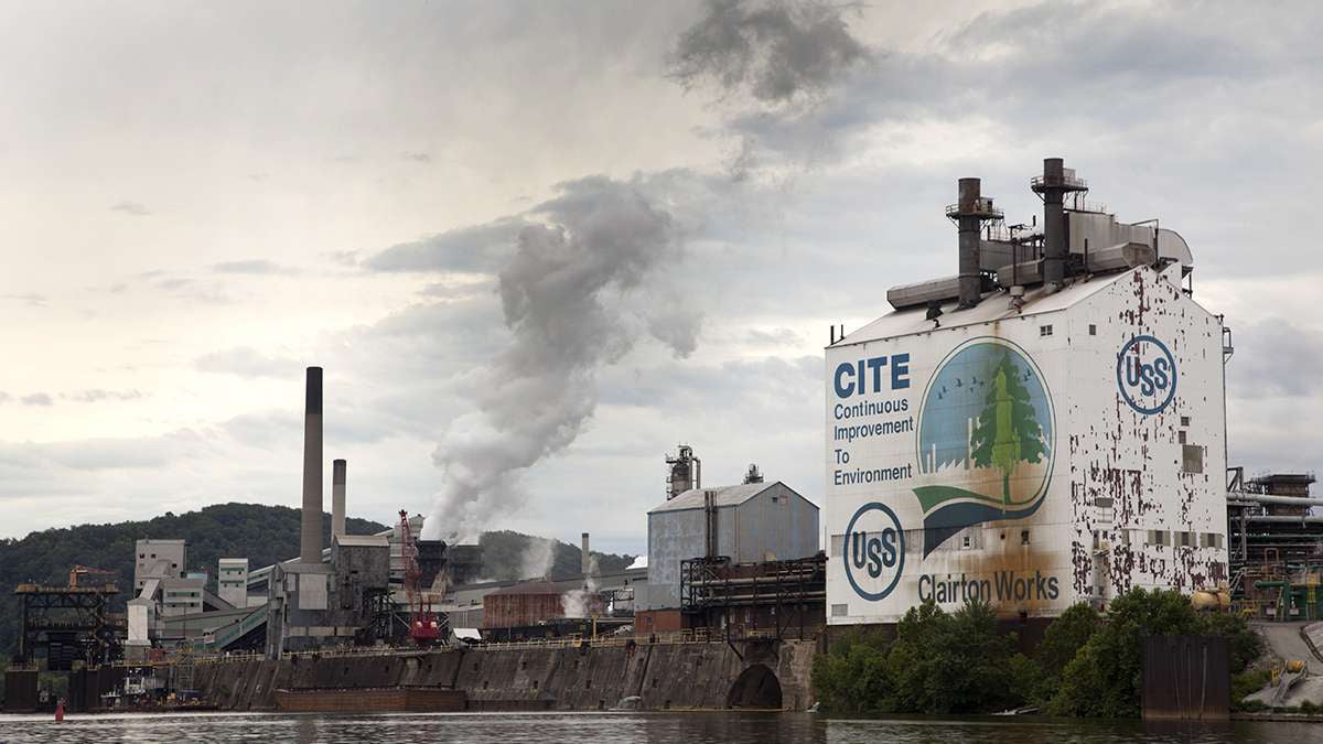  The Clairton Works, a coke plant operated by U.S. Steel, is one of the largest remaining industrial sites on the Monongahela River. It brings in coal for its operations by train and by barge. (Irina Zhorov/WESA)  