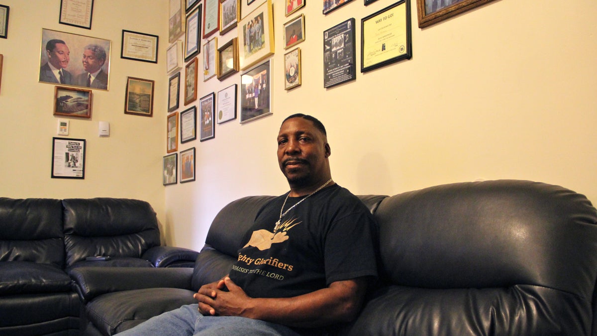  Former Blumberg resident James Norcome says he's comfortable in his new home in the Queens Row Apartments in Germantown. (Emma Lee/WHYY) 