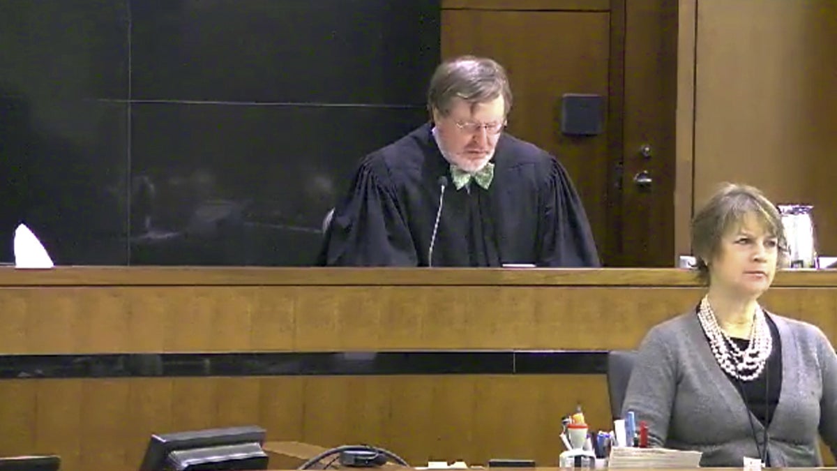 This still image taken from United States Courts shows Judge James Robart listening to a case at Seattle Courthouse on March 12