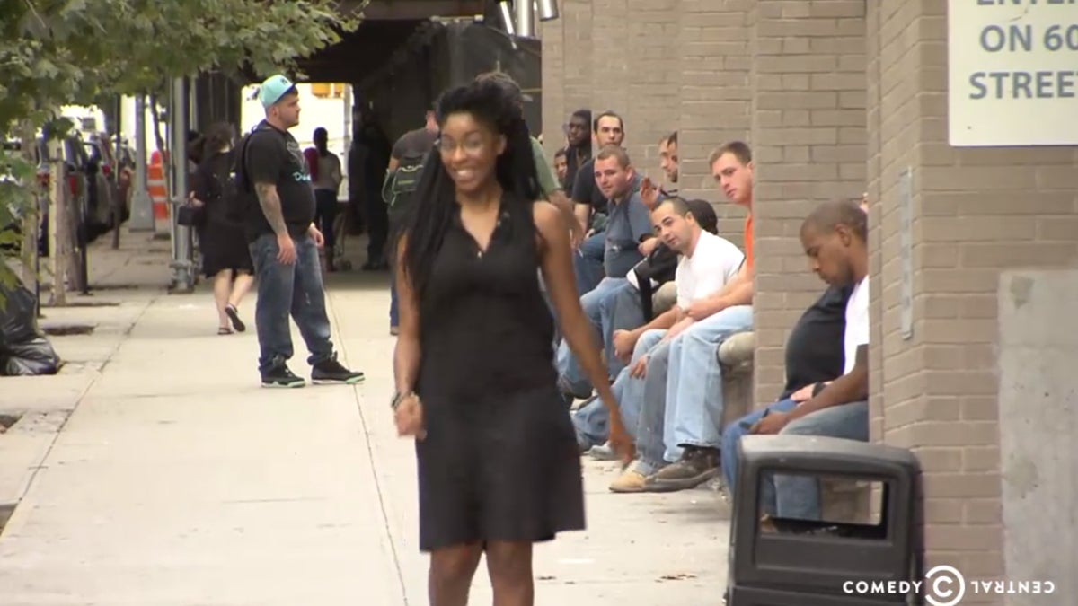  Comedian Jessica Williams is shown taking a light-hearted but serious approach to explaining street harassment in an Oct. 2 'Daily Show' segment called '<a href='http://thedailyshow.cc.com/videos/5ndnit/jessica-s-feminized-atmosphere'>Jessica's Feminized Atmosphere</a>.' 