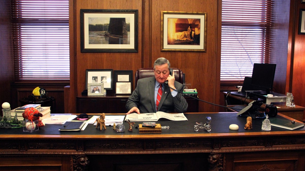 Philadelphia Mayor Jim Kenney in his office at City Hall. (Emma Lee/WHYY)