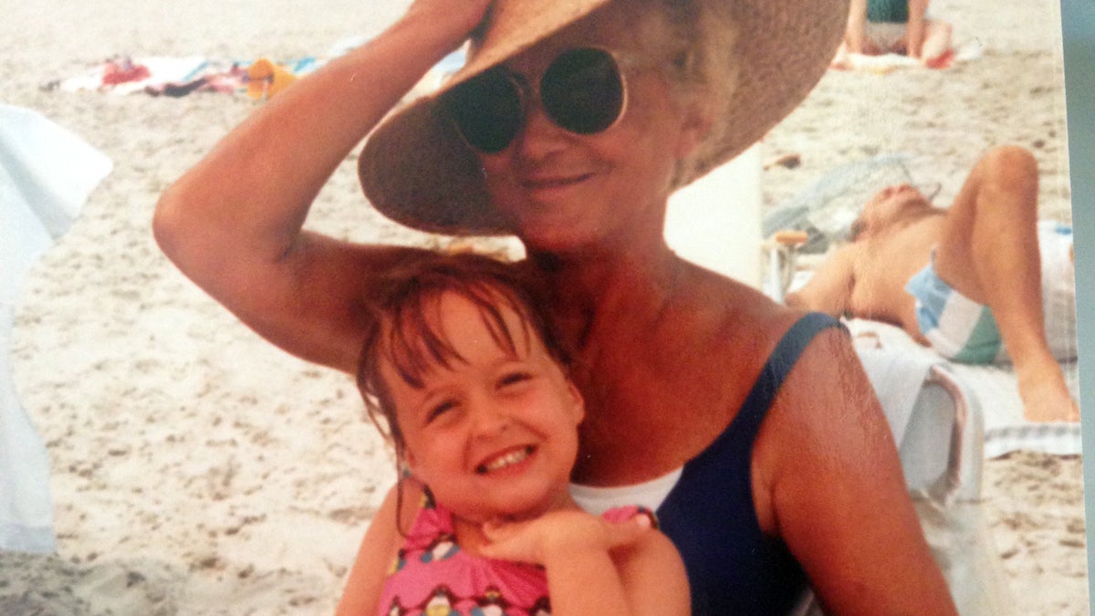  Jo Pincushion is shown as a child with her grandmother at the beach. (Image courtesy of Jo Pincushion) 