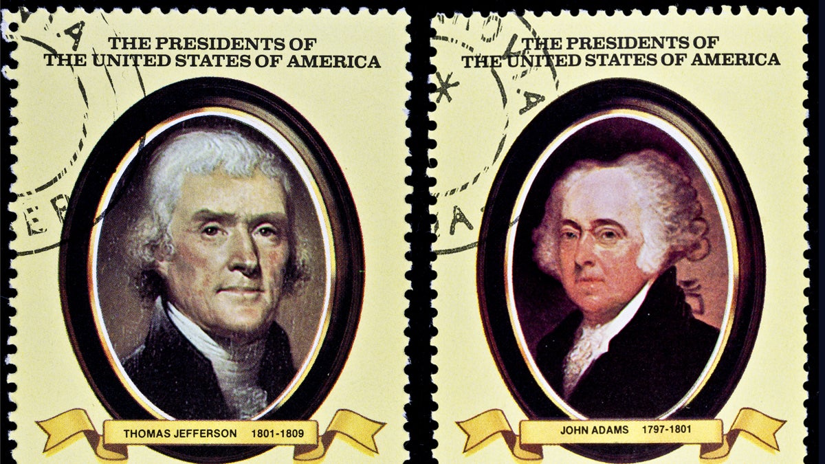 Stamps printed in Liberia shows President John Adams