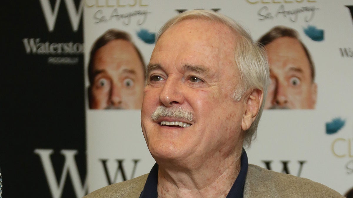 British comedian John Cleese at a book signing event in central London