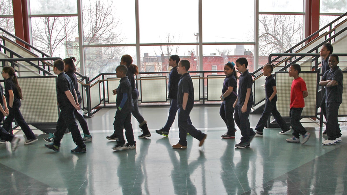 Students change classes at Julia de Burgos Elementary School in Philadelphia, Pa. (Emma Lee/WHYY)