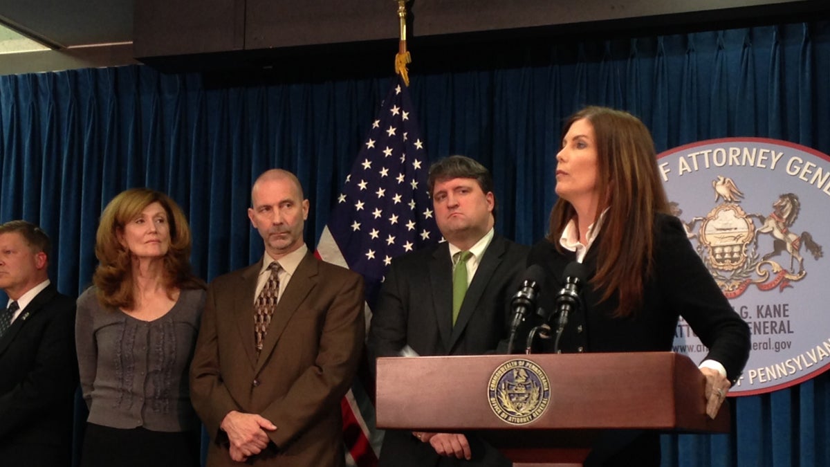  Attorney General Kathleen Kane  at today's news conference. (Mary Wilson/for NewsWorks) 