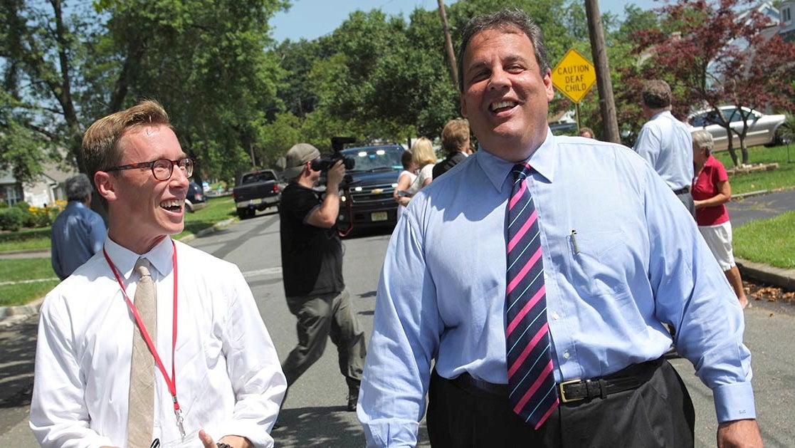  WNYC reporter Matt Katz (left) has been covering New Jersey Gov. Chris Christie for four years. (Photo courtesy of Tim Larsen/Governor's Office) 
